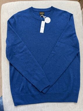 J.Crew 100% Cashmere Crewneck Sweater Navy Men’s M Classic Knit Underarm Repair